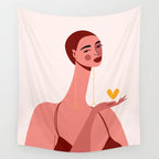 Girl With Yellow Heart Wall Tapestry Gallery Image 4