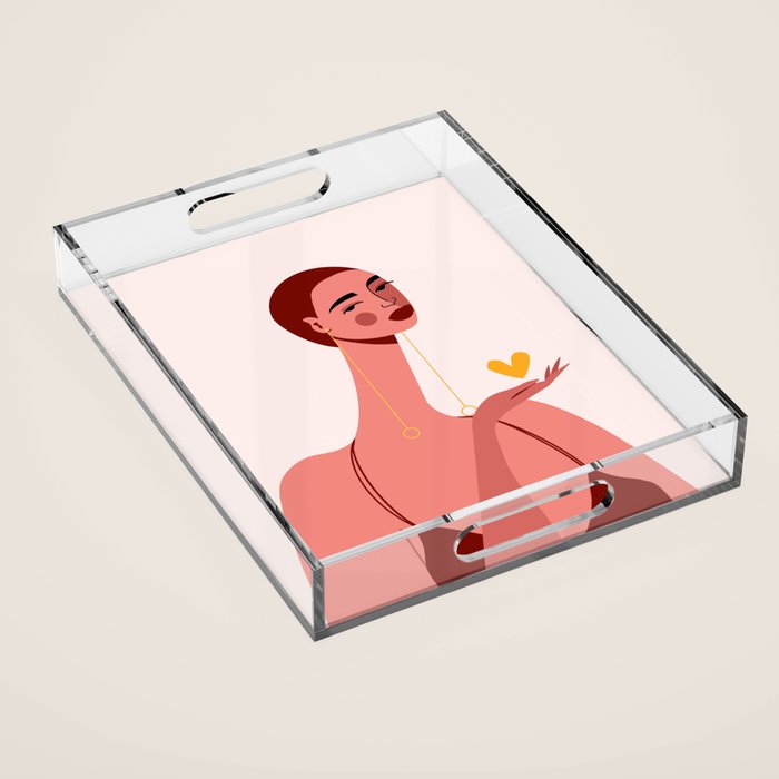 Girl With Yellow Heart Acrylic Tray Gallery Image 1