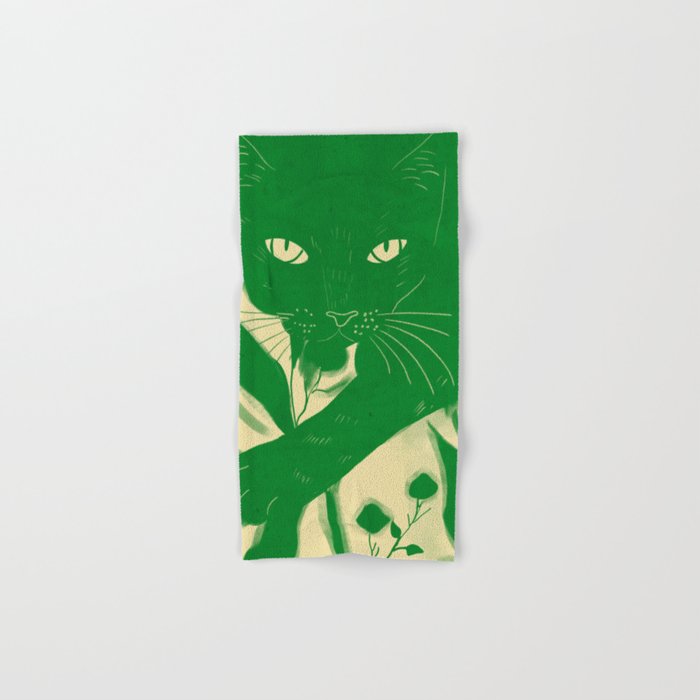 Minimalist Green Cat 2 Bath Towel Gallery Image 1
