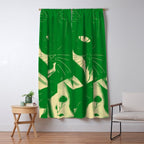 Minimalist Green Cat 2 Window Curtain Gallery Image 5