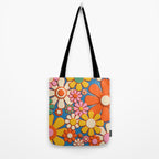 Flower Market London 1967 Colorful Retro Floral 60s Plastic-Look Tote Bag Gallery Image 2