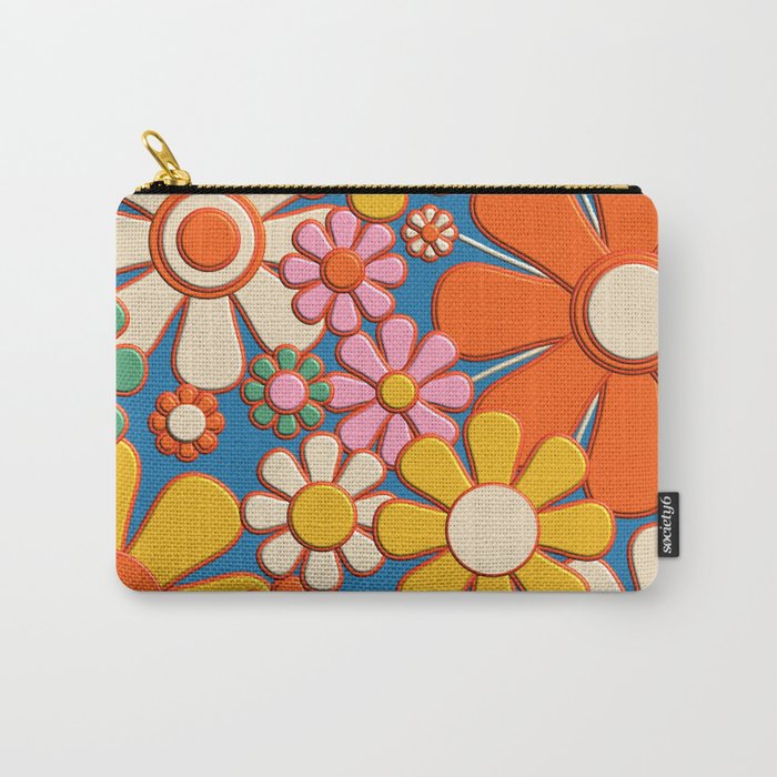 Flower Market London 1967 Colorful Retro Floral 60s Plastic-Look Carry All Pouch Gallery Image 1