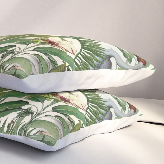 Tropical Heron Bird Rainforest Illustration Pillow Sham Gallery Image 3
