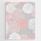 Festive, Floral Prints, Bloom Mix, White and Pink on Grey Jigsaw Puzzle Gallery Image 1