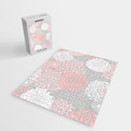 Festive, Floral Prints, Bloom Mix, White and Pink on Grey Jigsaw Puzzle Gallery Image 2