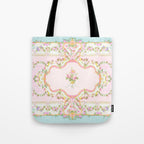  French Rococo Floral Watercolor Panel Tote Bag Gallery Image 1