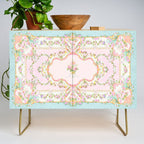  French Rococo Floral Watercolor Panel Credenza Gallery Image 1