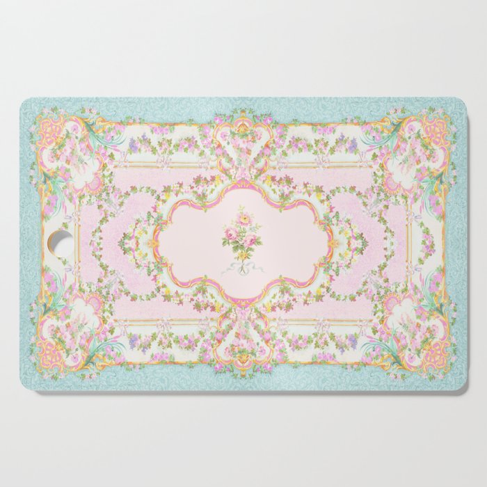  French Rococo Floral Watercolor Panel Cutting Board Gallery Image 1