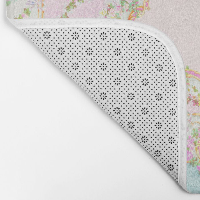  French Rococo Floral Watercolor Panel Bath Mat Gallery Image 2