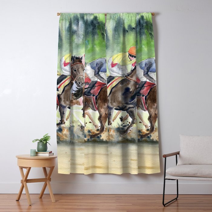 Horse Racing 2 Window Curtain Gallery Image 1