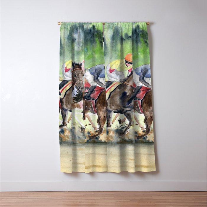 Horse Racing 2 Window Curtain Gallery Image 3