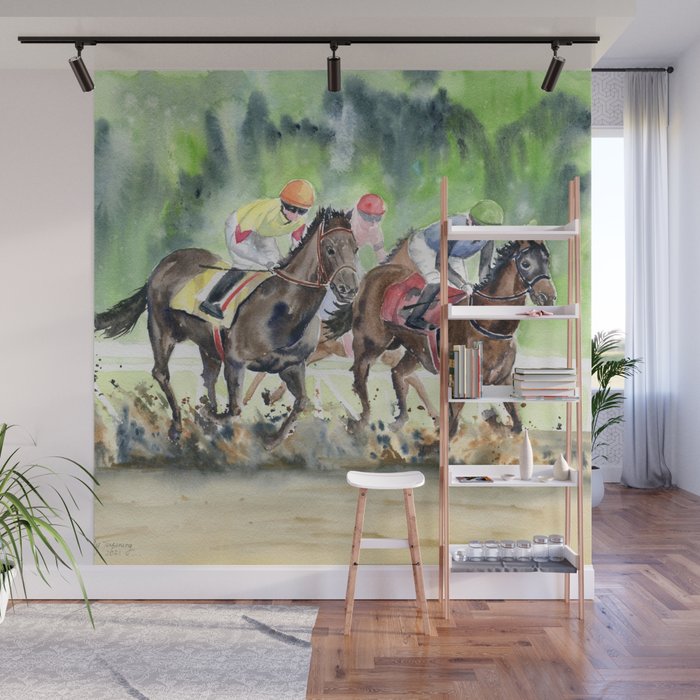 Horse Racing 2 Wall Mural Gallery Image 1