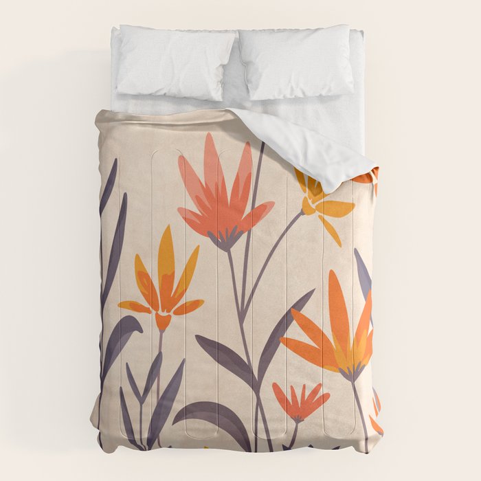 Cosmos and Sunshine Floral Design Comforter Gallery Image 1