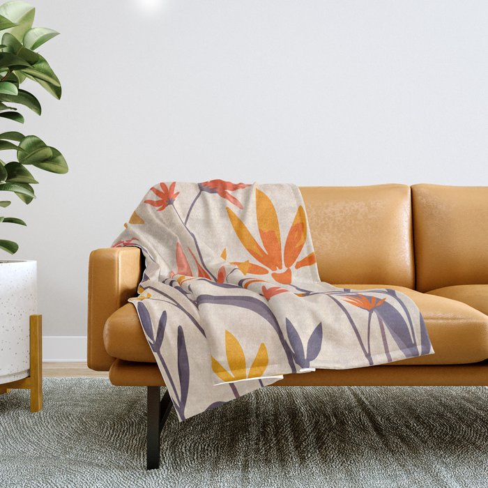 Cosmos and Sunshine Floral Design Throw Blanket Gallery Image 1