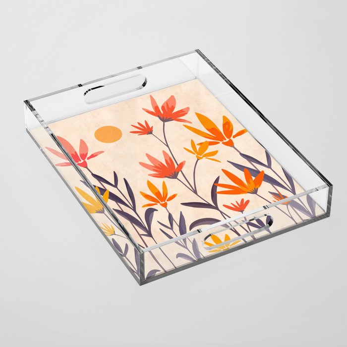 Cosmos and Sunshine Floral Design Acrylic Tray Gallery Image 1