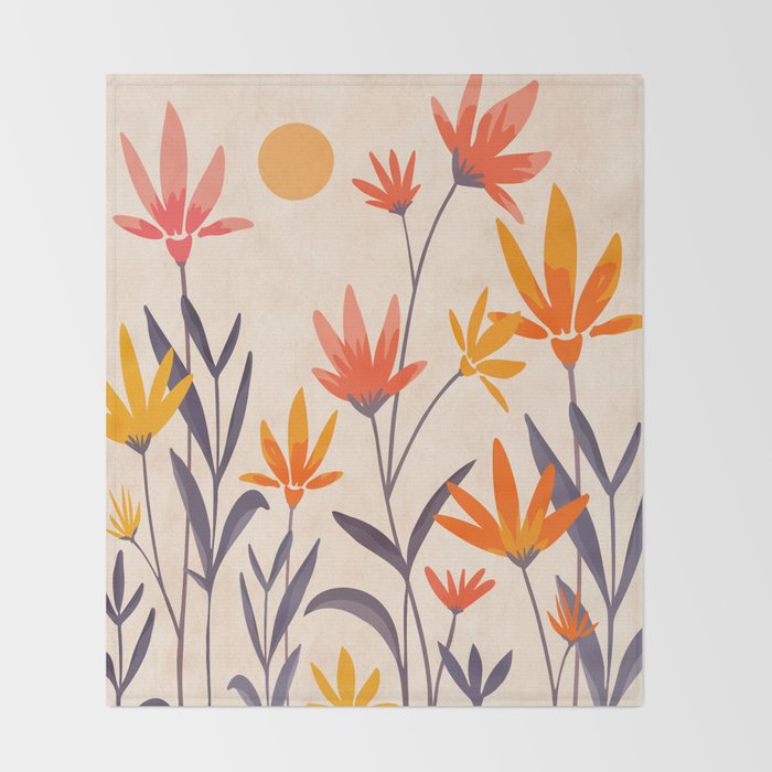 Cosmos and Sunshine Floral Design Throw Blanket Gallery Image 2