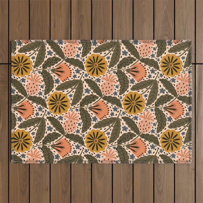 Fall Floral  Outdoor Rug Gallery Image 1