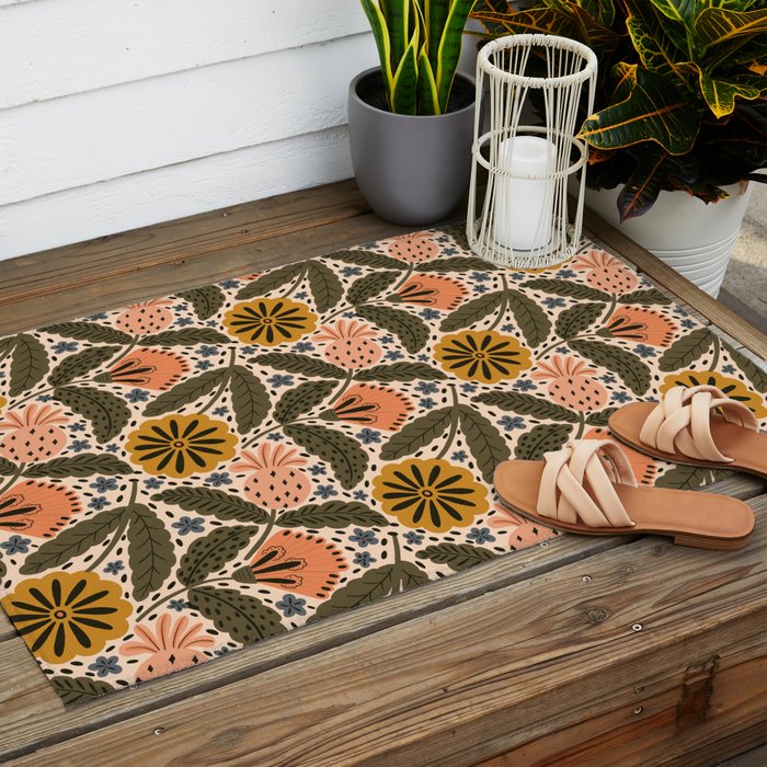 Fall Floral  Outdoor Rug Gallery Image 2