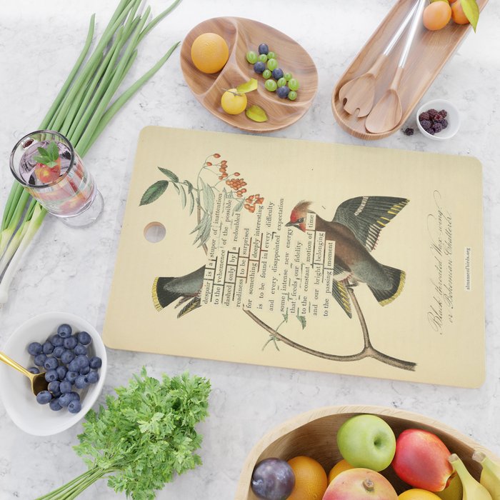 Bohemian Chatterer from 'An Almanac of Birds - Divinations for Uncertain Days' (almanacofbirds.org) Cutting Board Gallery Image 2