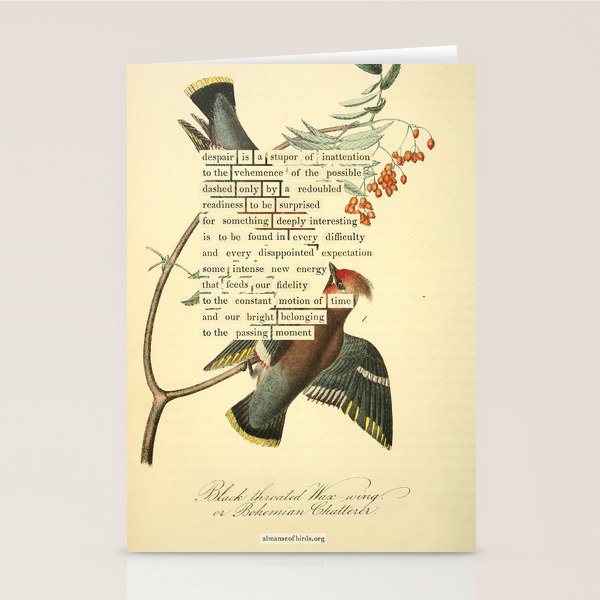 Bohemian Chatterer from 'An Almanac of Birds - Divinations for Uncertain Days' (almanacofbirds.org) Stationery Card Gallery Image 1