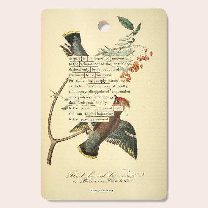 Bohemian Chatterer from 'An Almanac of Birds - Divinations for Uncertain Days' (almanacofbirds.org) Cutting Board Gallery Image 1