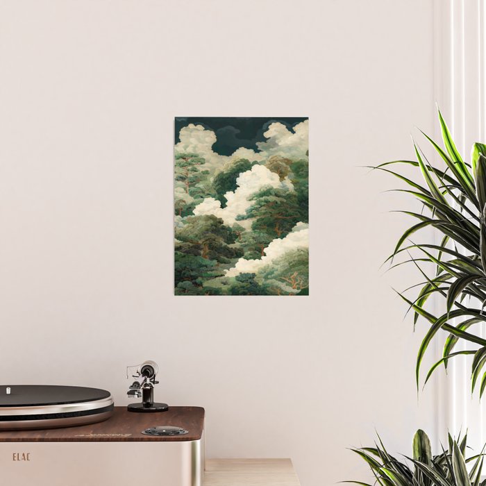Japanese Wall Art maximalist Autumn Forest Print Botanical Japandi Fall Decor green vintage Poster Poster Gallery Image 2