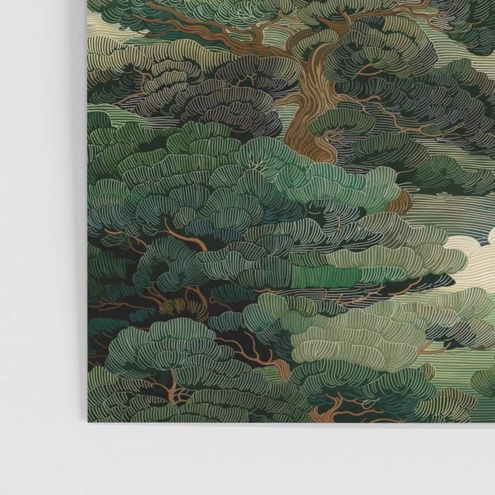 Japanese Wall Art maximalist Autumn Forest Print Botanical Japandi Fall Decor green vintage Poster Poster Gallery Image 3