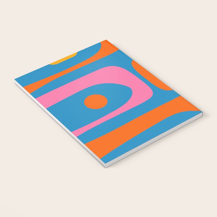 Mid Century Modern Piquet Abstract Blue Orange Pink Notebook Gallery Image 3