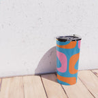 Mid Century Modern Piquet Abstract Blue Orange Pink Travel Mug Gallery Image 4
