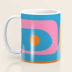 Mid Century Modern Piquet Abstract Blue Orange Pink Coffee Mug Gallery Image 3
