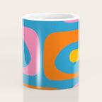 Mid Century Modern Piquet Abstract Blue Orange Pink Coffee Mug Gallery Image 4