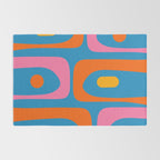 Mid Century Modern Piquet Abstract Blue Orange Pink Rug Gallery Image 2