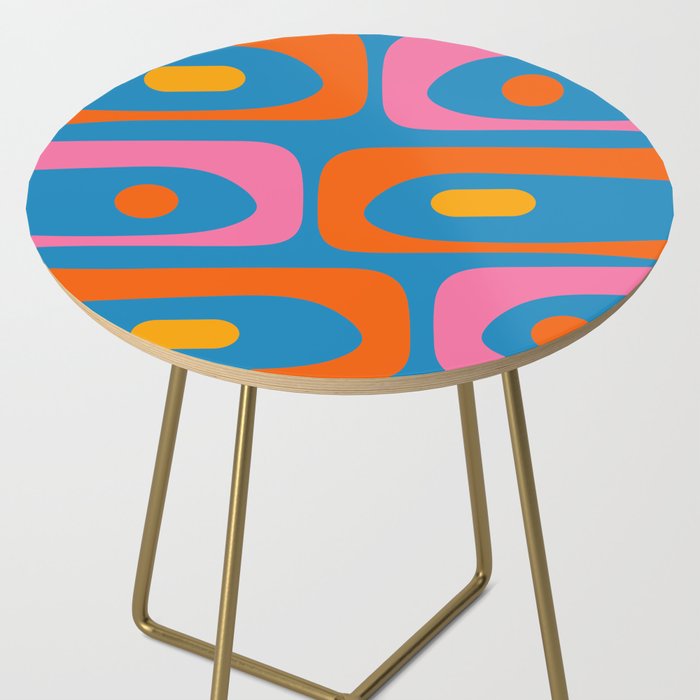 Mid Century Modern Piquet Abstract Blue Orange Pink Side Table Gallery Image 2