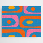 Mid Century Modern Piquet Abstract Blue Orange Pink Jigsaw Puzzle Gallery Image 1