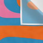 Mid Century Modern Piquet Abstract Blue Orange Pink Wall Tapestry Gallery Image 3