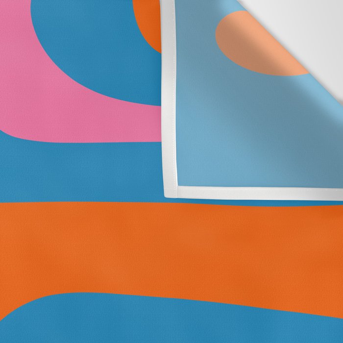 Mid Century Modern Piquet Abstract Blue Orange Pink Wall Tapestry Gallery Image 3