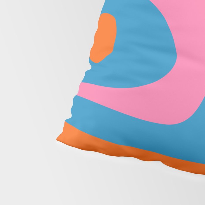 Mid Century Modern Piquet Abstract Blue Orange Pink Pillow Sham Gallery Image 4