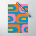 Mid Century Modern Piquet Abstract Blue Orange Pink Wrapping Paper Gallery Image 1