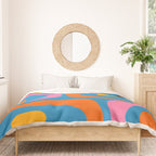 Mid Century Modern Piquet Abstract Blue Orange Pink Duvet Cover Gallery Image 3