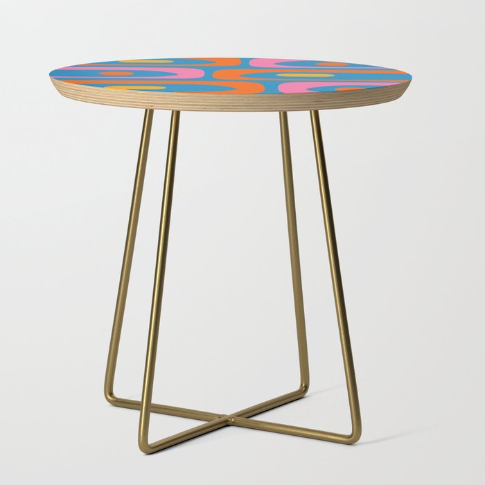 Mid Century Modern Piquet Abstract Blue Orange Pink Side Table Gallery Image 1