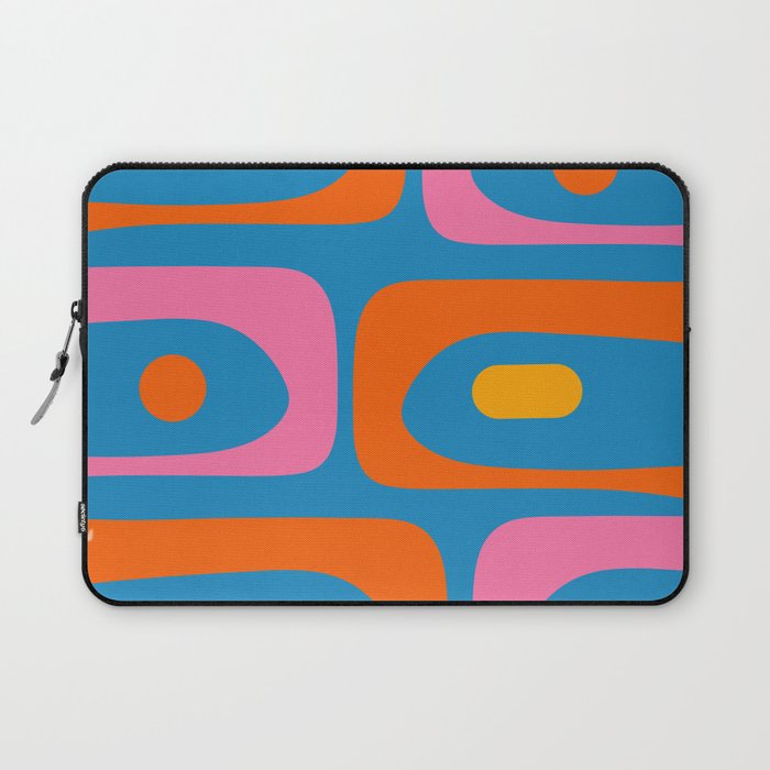 Mid Century Modern Piquet Abstract Blue Orange Pink Laptop Sleeve Gallery Image 1