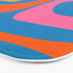 Mid Century Modern Piquet Abstract Blue Orange Pink Bath Mat Gallery Image 3