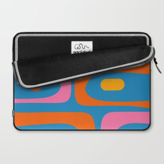 Mid Century Modern Piquet Abstract Blue Orange Pink Laptop Sleeve Gallery Image 2