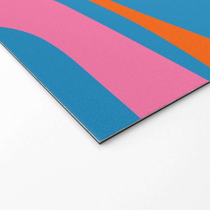 Mid Century Modern Piquet Abstract Blue Orange Pink Welcome Mat Gallery Image 2
