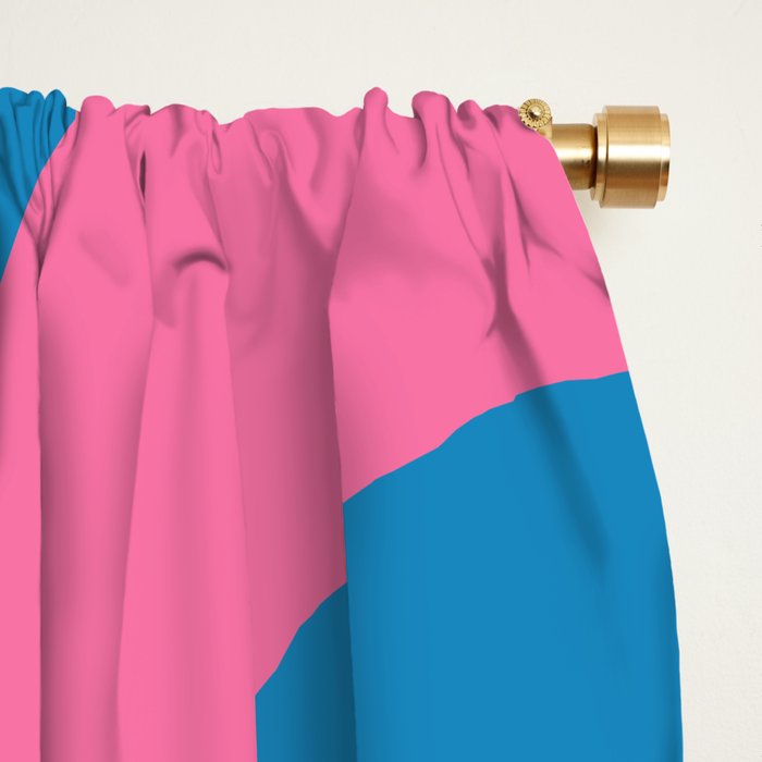 Mid Century Modern Piquet Abstract Blue Orange Pink Window Curtain Gallery Image 2