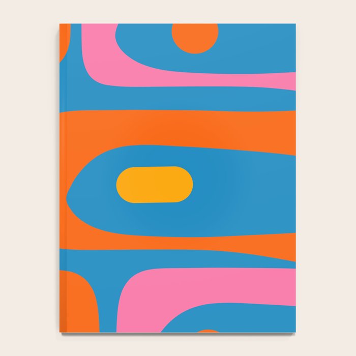 Mid Century Modern Piquet Abstract Blue Orange Pink Notebook Gallery Image 4
