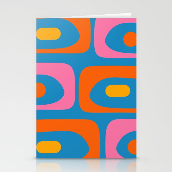 Mid Century Modern Piquet Abstract Blue Orange Pink Stationery Card Gallery Image 2
