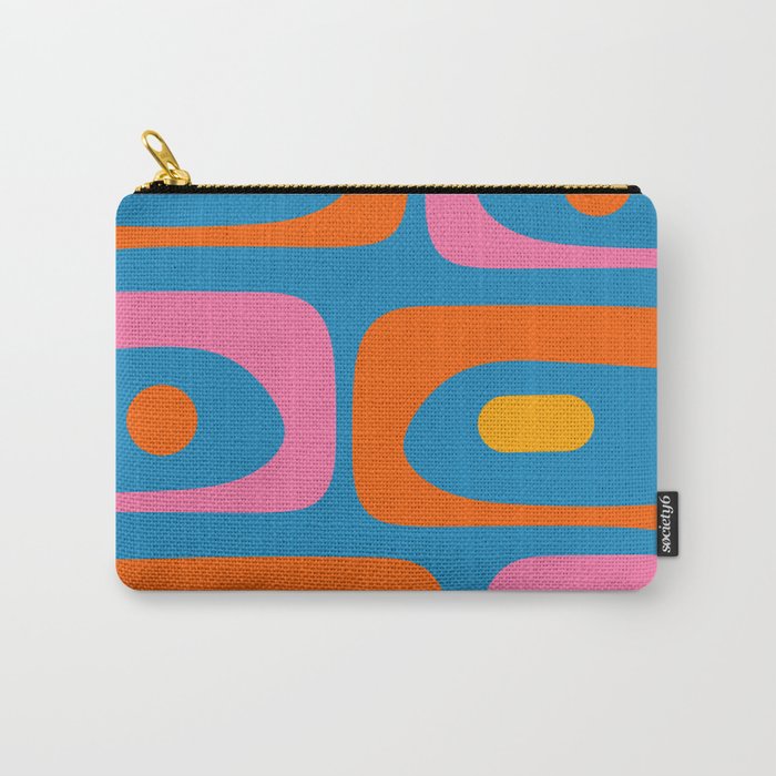 Mid Century Modern Piquet Abstract Blue Orange Pink Carry All Pouch Gallery Image 1