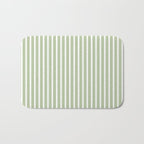 Vintage Cabana Stripe Pastel Sage Mint Green Retro Boho Coastal Beach Vibe Bath Mat Gallery Image 1