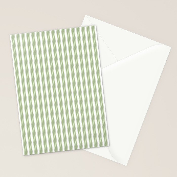 Vintage Cabana Stripe Pastel Sage Mint Green Retro Boho Coastal Beach Vibe Stationery Card Gallery Image 2